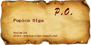 Popics Olga névjegykártya